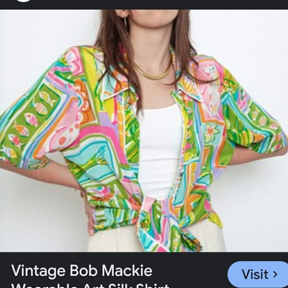 Bob Mackie Wearable Art Silk Open Front Kimono Top Cats Monkeys Fruit Fish sz S - Picture 5 of 16